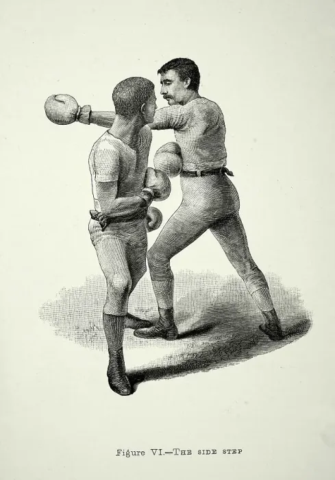 Framed Print : History of Boxing, two boxers, positions, the side step, Victorian combat sports, 19th Century Framed Print : History of Boxing, two boxers, positions, the side step, Victorian combat sports, 19th Century