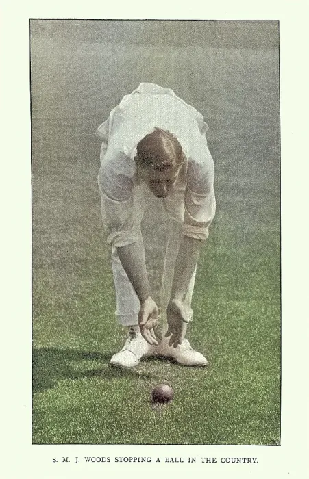 Framed Print : History of Cricket, Fielder stopping the ball, 19th Century vintage photograph