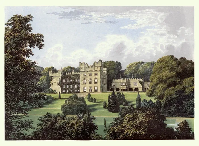 Framed Print : History English Architecture, country house, Hutton Hall, Hutton-in-the-Forest, 19th Century Landscape Art Framed Print : History English Architecture, country house, Hutton Hall, Hutton-in-the-Forest, 19th Century Landscape Art