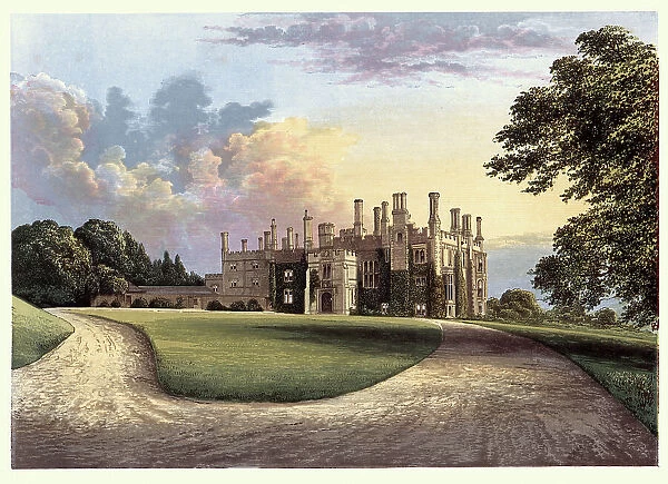 History English Architecture, country house, Eggesford House, near Wembworthy, Devon, 19th Century Landscape Art