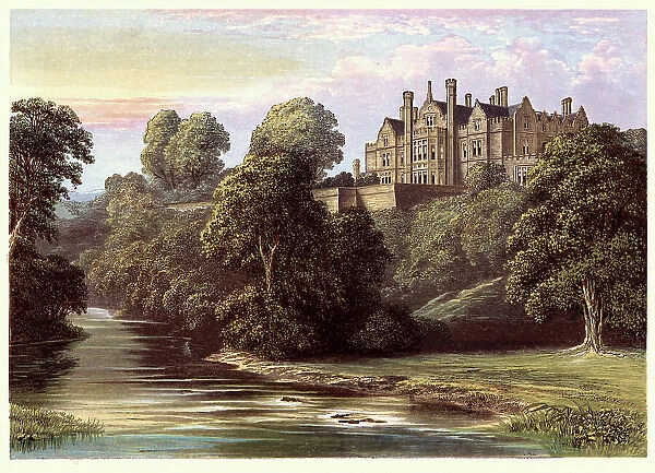 History English Architecture, Lilburn Tower, 19th century Mansion house, Northumberland, Landscape Art