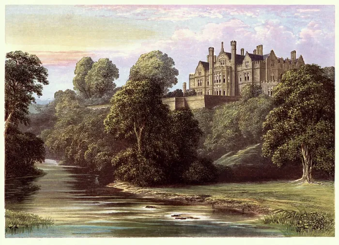 Framed Print : History English Architecture, Lilburn Tower, 19th century Mansion house, Northumberland, Landscape Art Framed Print : History English Architecture, Lilburn Tower, 19th century Mansion house, Northumberland, Landscape Art