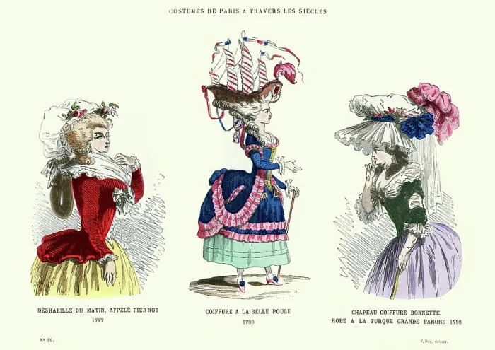 Framed Print : History of Fashion, 18th Century Costumes, Hats and Hairstyles