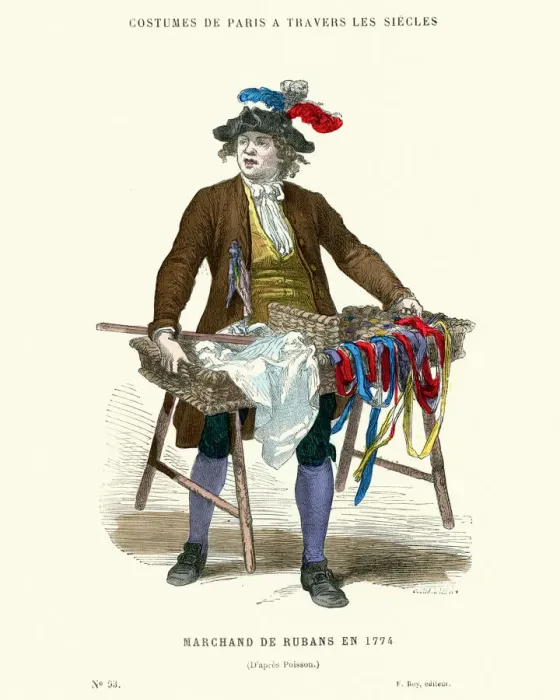 Framed Print : History of Fashion, 18th Century Marchande de Rubans