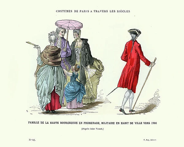 History of Fashion, French upper class family 1760