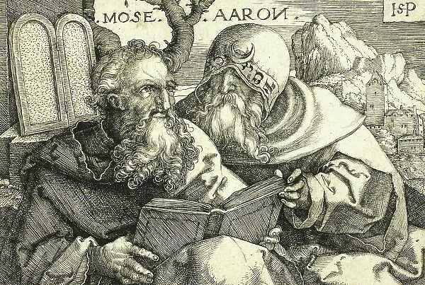 History of the Prophet Moses, Moses and Aaron, c. 1550, Germany, Historical, digitally restored reproduction from an 18th or 19th century original