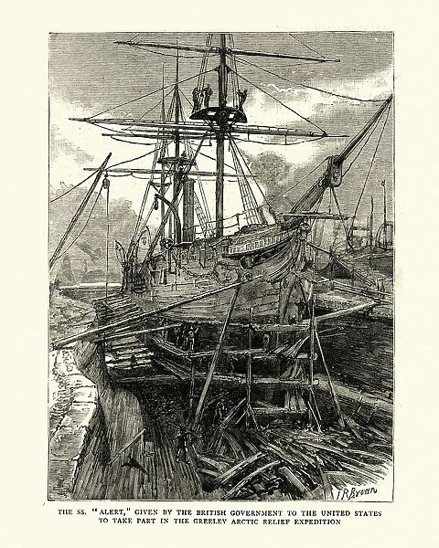 HMS Alert (1856) in dry dock, 1884