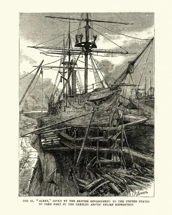 Framed Print : HMS Alert (1856) in dry dock, 1884 Framed Print : HMS Alert (1856) in dry dock, 1884