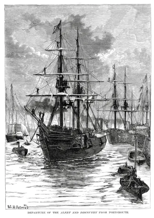 Framed Print : HMS Alert and Discovery depart from Portsmouth Framed Print : HMS Alert and Discovery depart from Portsmouth