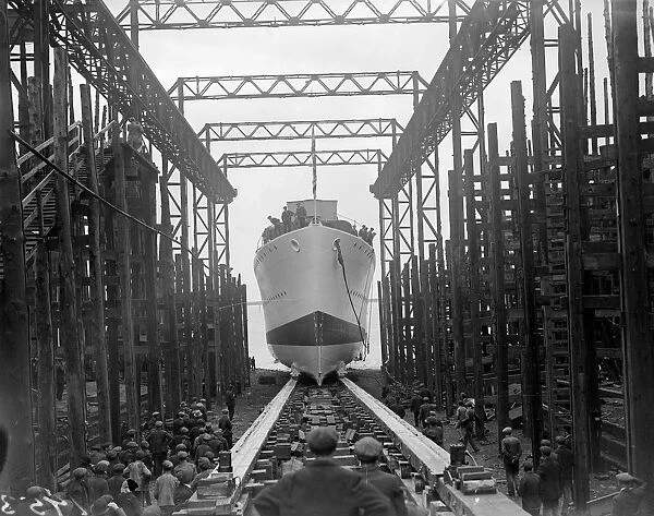 HMS Arrow. August 1929: The launch of HMS Arro at Barrow