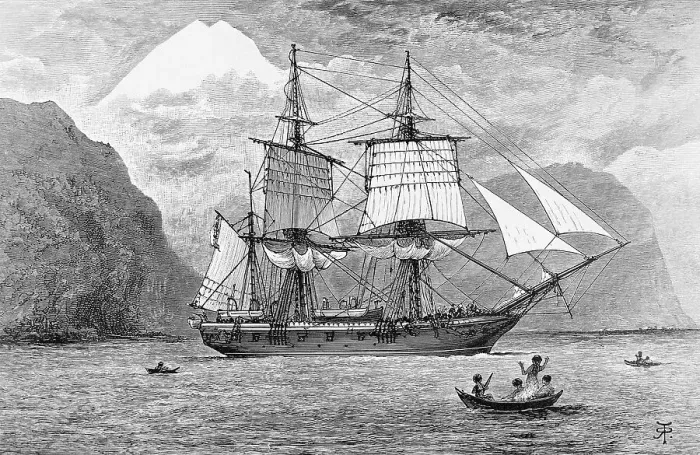 Framed Print : HMS Beagle in Straits of Magellan Framed Print : HMS Beagle in Straits of Magellan