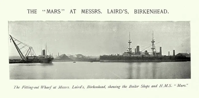 Framed Print : HMS Mars at Fitting out wharf Laird Brothers shipyard, Birkenhead, History Royal Navy shipbuilding, 19th Century Framed Print : HMS Mars at Fitting out wharf Laird Brothers shipyard, Birkenhead, History Royal Navy shipbuilding, 19th Century