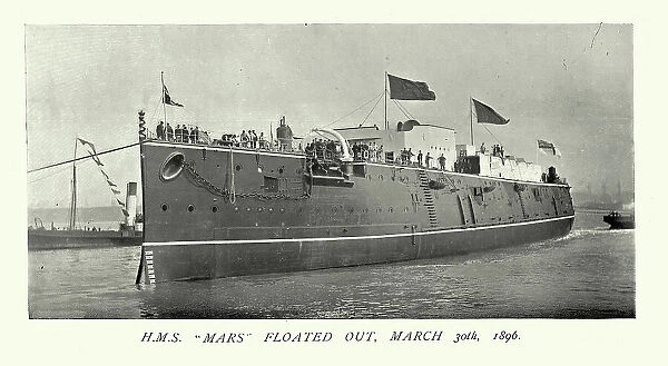 HMS Mars at floated out of Laird Brothers shipyard, Birkenhead, History Royal Navy shipbuilding, 19th Century