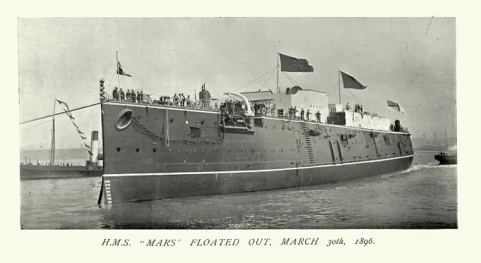 Framed Print : HMS Mars at floated out of Laird Brothers shipyard, Birkenhead, History Royal Navy shipbuilding, 19th Century Framed Print : HMS Mars at floated out of Laird Brothers shipyard, Birkenhead, History Royal Navy shipbuilding, 19th Century