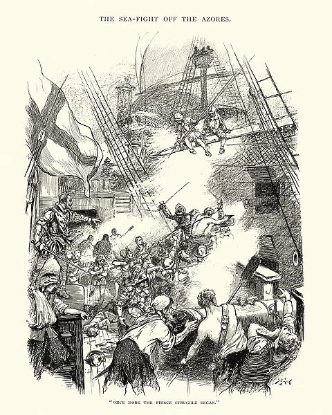 HMS Revenge fighting against the spanish 1591
