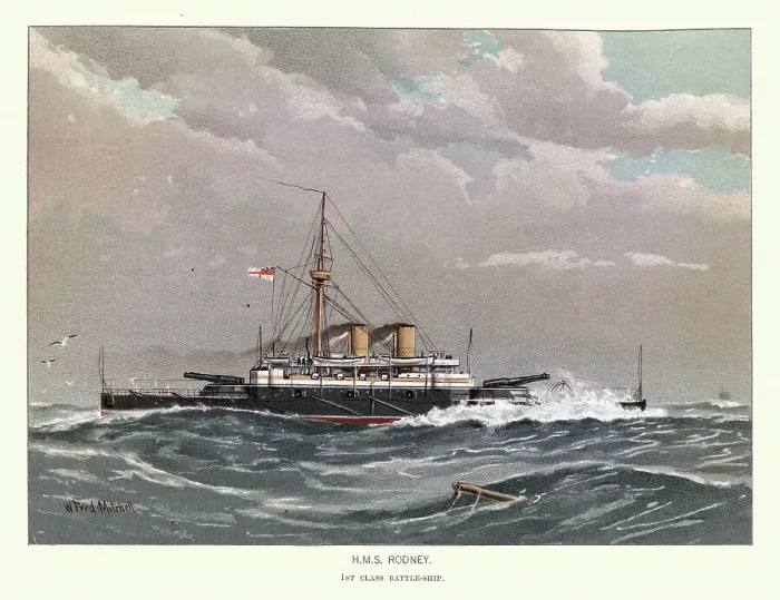Framed Print : HMS Rodney was a battleship of the Victorian Royal Navy, Warship, 19th Century Framed Print : HMS Rodney was a battleship of the Victorian Royal Navy, Warship, 19th Century