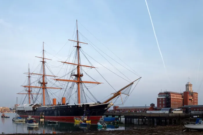 Framed Print : HMS Warrior, the first iron clad warship, on The Hard in old Portsmouth, Hampshire Framed Print : HMS Warrior, the first iron clad warship, on The Hard in old Portsmouth, Hampshire
