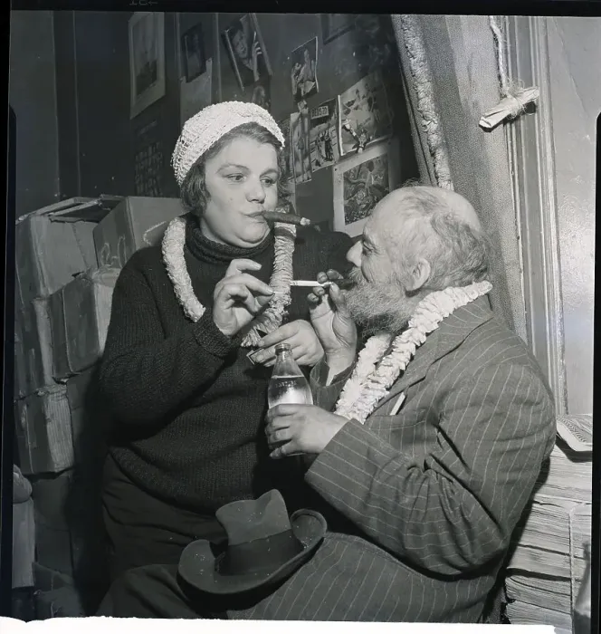 Framed Print : Two Hobos, Man And Woman, Talk, Smoke Framed Print : Two Hobos, Man And Woman, Talk, Smoke