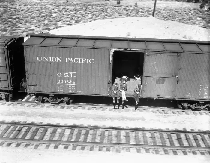 Framed Print : Hobos Riding Freight Car to California Framed Print : Hobos Riding Freight Car to California