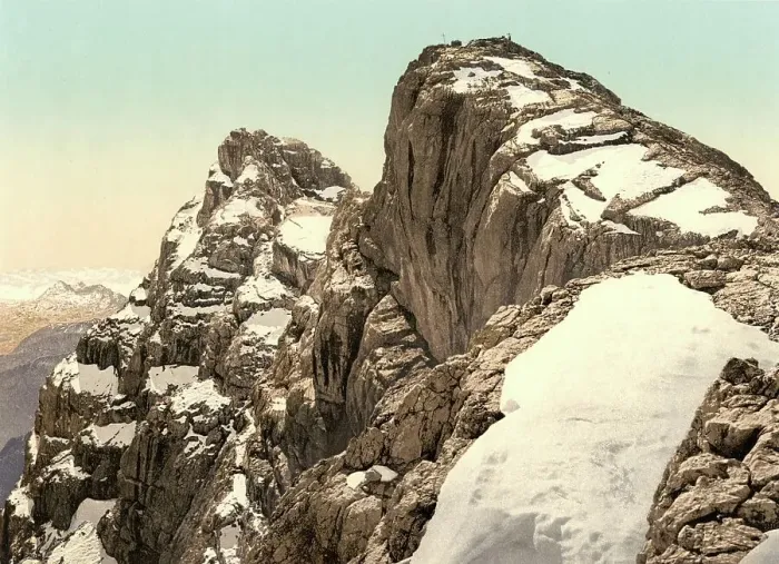 Framed Print : Hocheck and central peak of the Watzmann, Bavaria, Germany, Historic, photochrome print from the 1890s Framed Print : Hocheck and central peak of the Watzmann, Bavaria, Germany, Historic, photochrome print from the 1890s
