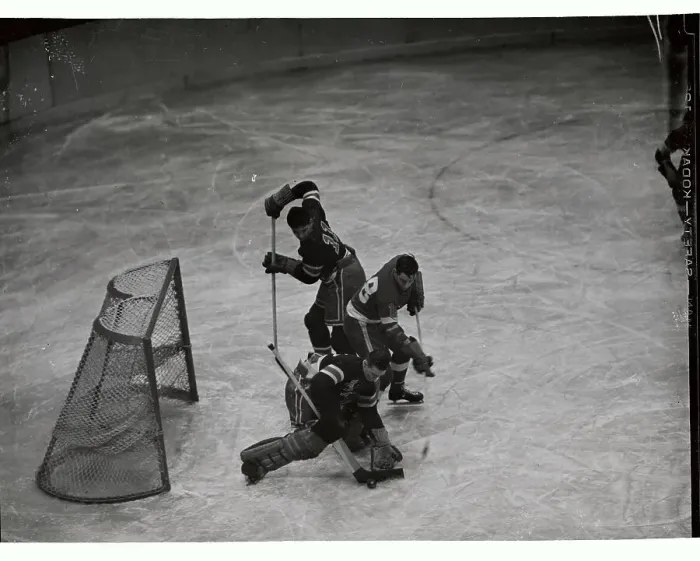 Framed Print : Hockey Action Near the Goal Framed Print : Hockey Action Near the Goal