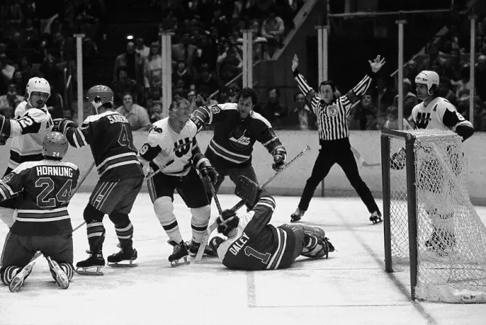 Framed Print : Hockey Goalie Blocking Shot Framed Print : Hockey Goalie Blocking Shot