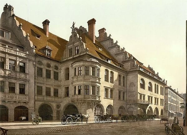 The Hofbraeuhaus in Munich, Bavaria, Germany, Historical, Photochrome print from the 1890s