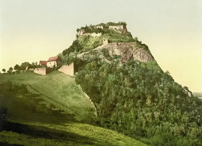 Framed Print : Hohenkraehen, Berg im Hegau, Baden-Wuerttemberg, Germany, Historic, Photochrome print from the 1890s Framed Print : Hohenkraehen, Berg im Hegau, Baden-Wuerttemberg, Germany, Historic, Photochrome print from the 1890s