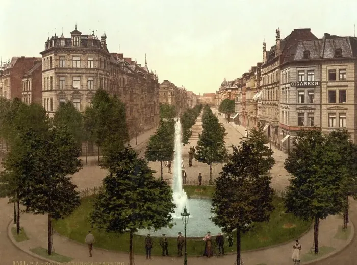 Framed Print : The Hohenstaufenring in Cologne, North Rhine-Westphalia, Germany, Historical, Photochrome print from the 1890s Framed Print : The Hohenstaufenring in Cologne, North Rhine-Westphalia, Germany, Historical, Photochrome print from the 1890s