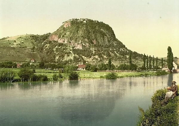 The Hohentwiel, mountain in Baden-Wuerttemberg, Germany, historical, photochrome print from the 1890s