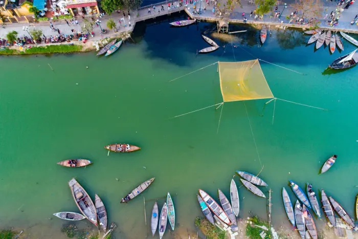 Framed Print : Hoi An ancient town, aerial view, river, Vietnam Framed Print : Hoi An ancient town, aerial view, river, Vietnam