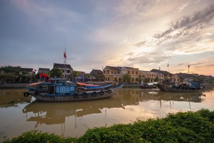 Framed Print : Hoi An Ancient Town Riverside at dusk, Vietnam Framed Print : Hoi An Ancient Town Riverside at dusk, Vietnam