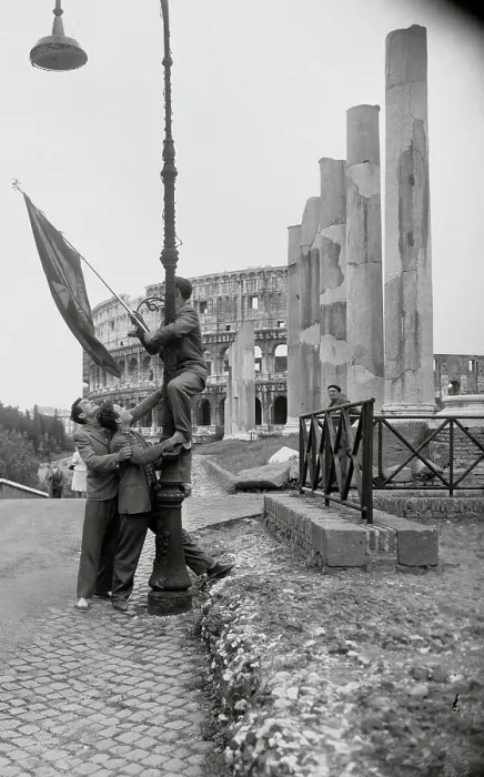 Framed Print : Hoisting the Flag of the Communist Italian Social Party Framed Print : Hoisting the Flag of the Communist Italian Social Party