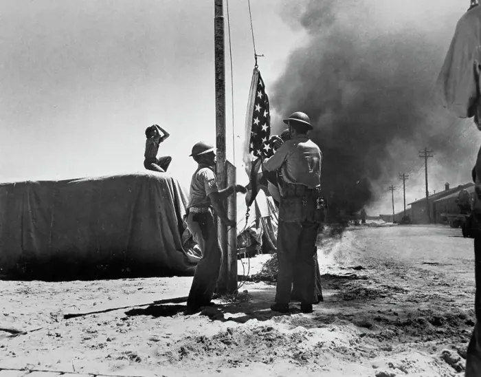 Framed Print : Hoisting the Flag at Midway Framed Print : Hoisting the Flag at Midway