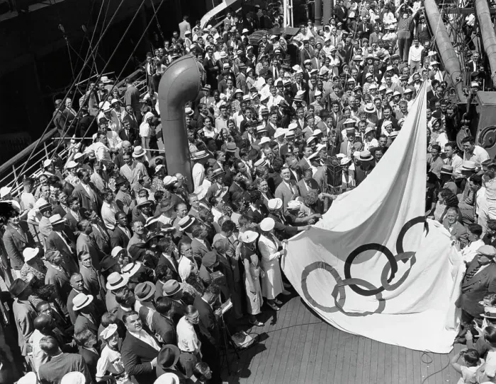 Framed Print : Hoisting The Olympic Flag - Olympics 1936 Framed Print : Hoisting The Olympic Flag - Olympics 1936
