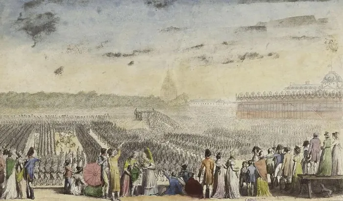 Framed Print : Holiday on the Champ de Mai, Year 1815, France, Historical, digitally restored reproduction from a 19th century original Framed Print : Holiday on the Champ de Mai, Year 1815, France, Historical, digitally restored reproduction from a 19th century original
