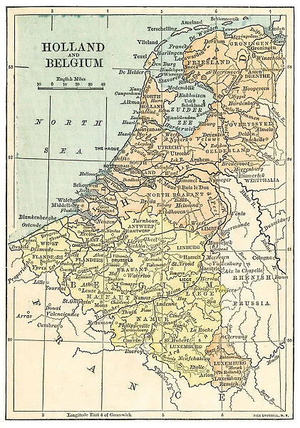 Holland and Belgium map 1875 and Belgium map 1875
