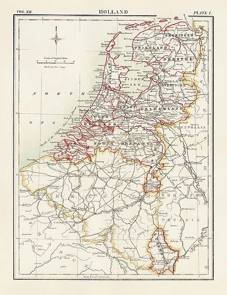 Holland map 1881. Encyclopedia Britannica 9th Edition Vol XII Philadelphia j.M