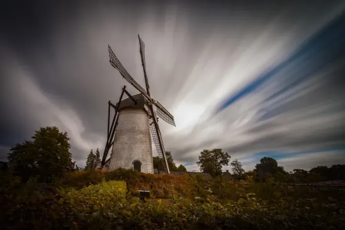 Framed Print : Holland old windmill with clouds, long exposure Framed Print : Holland old windmill with clouds, long exposure