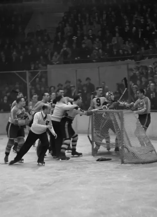 Framed Print : Hollett and Stewart In Hockey Fight Framed Print : Hollett and Stewart In Hockey Fight