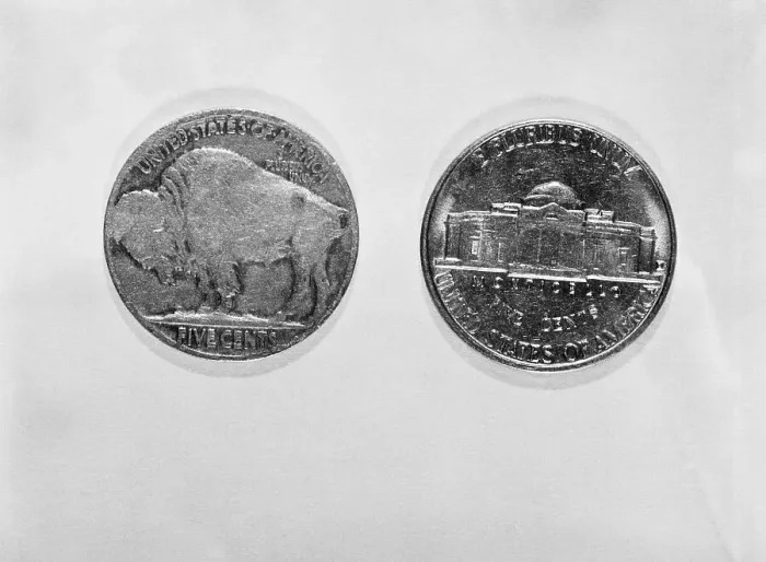 Framed Print : Hollow Nickel Coins Framed Print : Hollow Nickel Coins