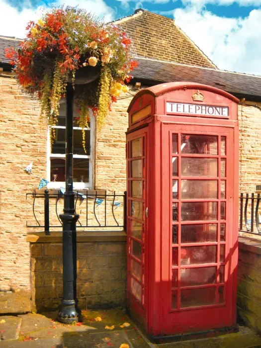Framed Print : Holmfirth, Yorkshire, a phone box Framed Print : Holmfirth, Yorkshire, a phone box