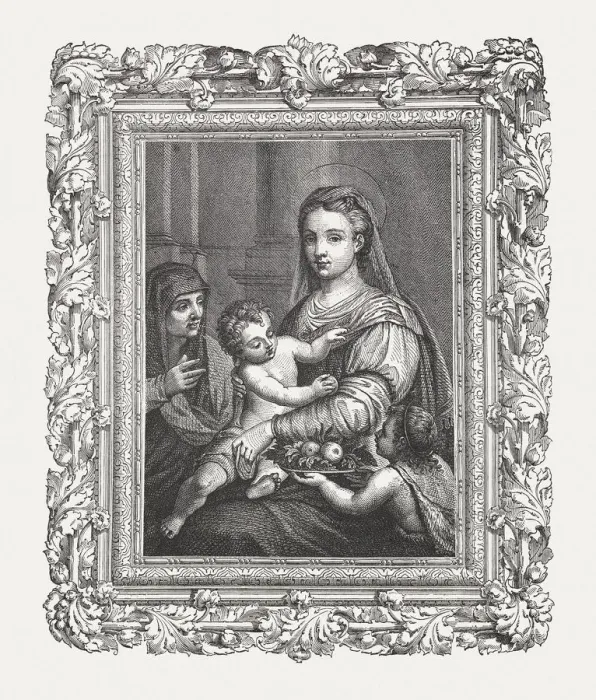 Framed Print : Holy Family with St. John and St. Anne, published 1878 Framed Print : Holy Family with St. John and St. Anne, published 1878