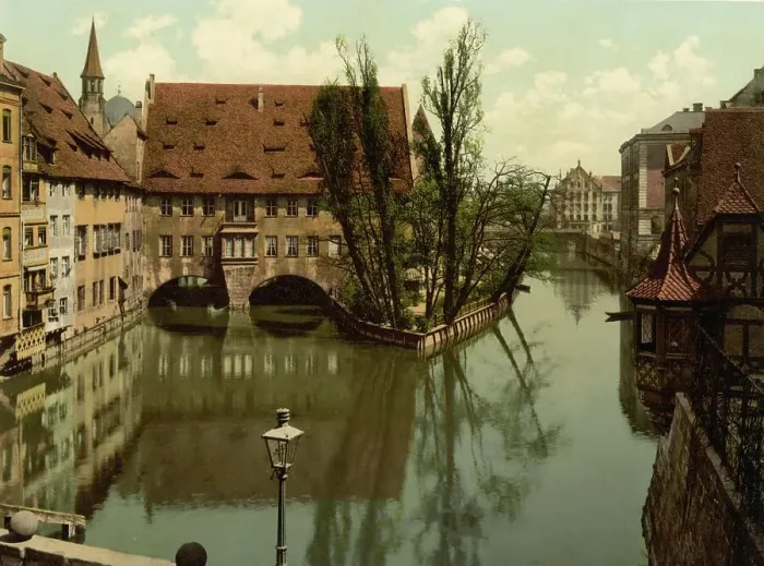 Framed Print : The Holy Spirit Hospital in Nuremberg, Bavaria, Germany, Historic, digitally restored reproduction of a photochromic print from the 1890s Framed Print : The Holy Spirit Hospital in Nuremberg, Bavaria, Germany, Historic, digitally restored reproduction of a photochromic print from the 1890s