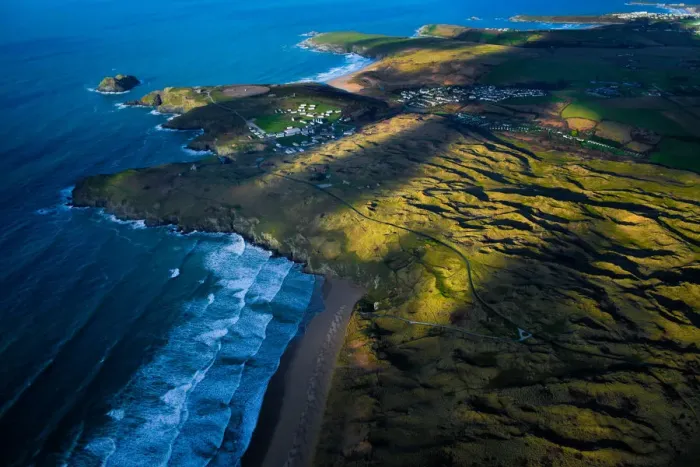 Framed Print : Holywell Bay from above Framed Print : Holywell Bay from above