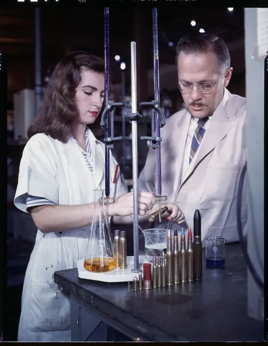 Framed Print : Home Front Women Workers / Laboratory Framed Print : Home Front Women Workers / Laboratory