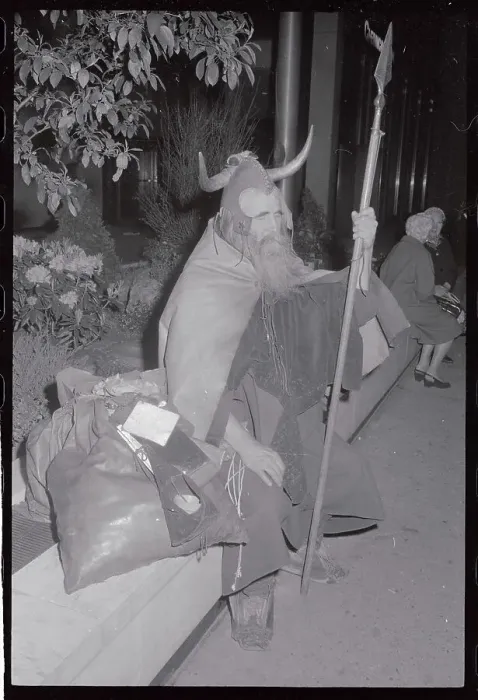Framed Print : Homeless Man Wears a Viking Costume in Manhattan Framed Print : Homeless Man Wears a Viking Costume in Manhattan