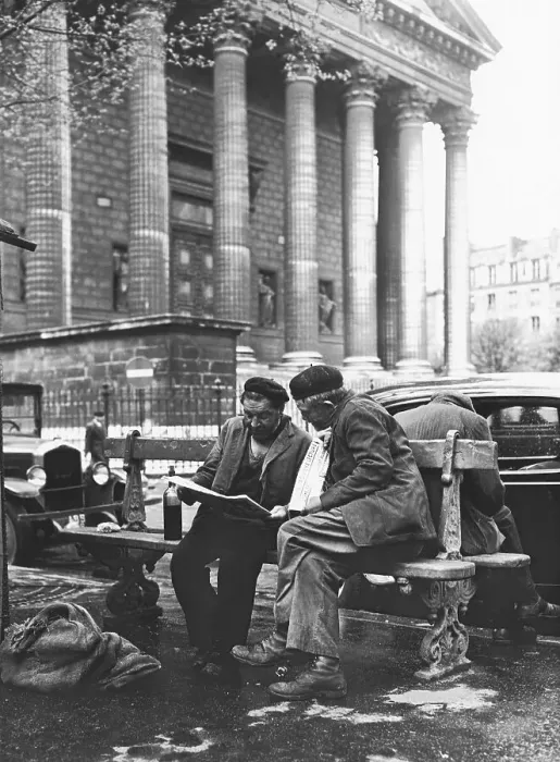Framed Print : Homeless Men Reading Newspaper Framed Print : Homeless Men Reading Newspaper