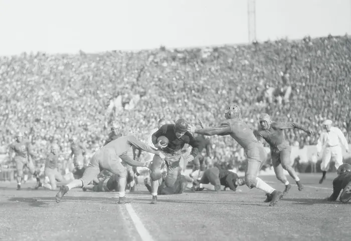 Framed Print : Homer Griffith Facing Tackles During Rose Bowl Game Framed Print : Homer Griffith Facing Tackles During Rose Bowl Game
