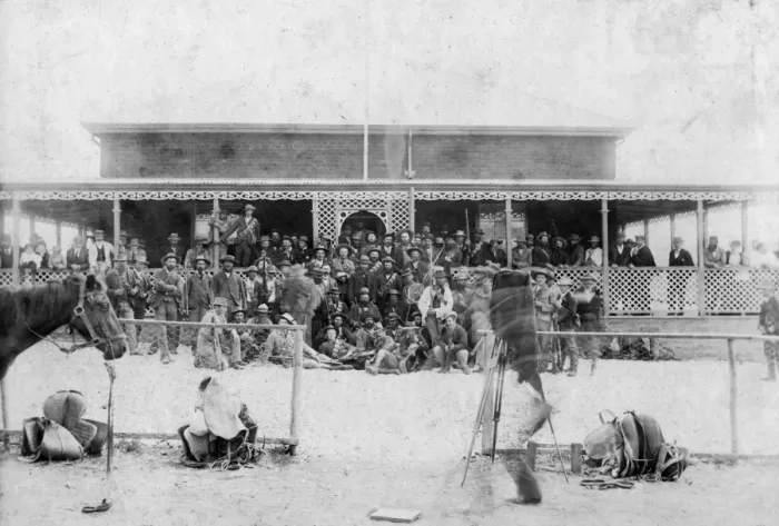 Framed Print : Homestead. circa 1900: A group of Boers, ready to defend a homestead during the Boer War Framed Print : Homestead. circa 1900: A group of Boers, ready to defend a homestead during the Boer War